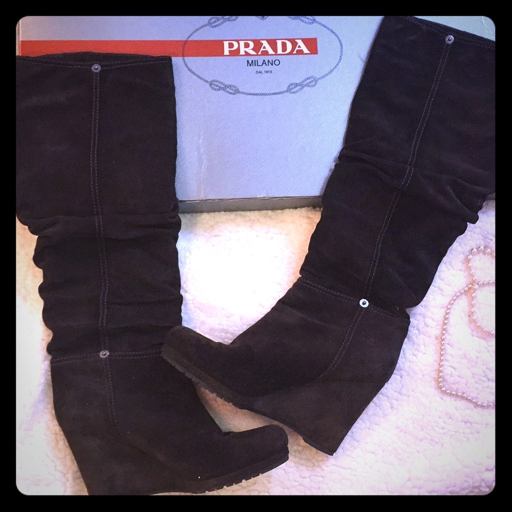 Prada suede boots. Perfect for fall and winter!